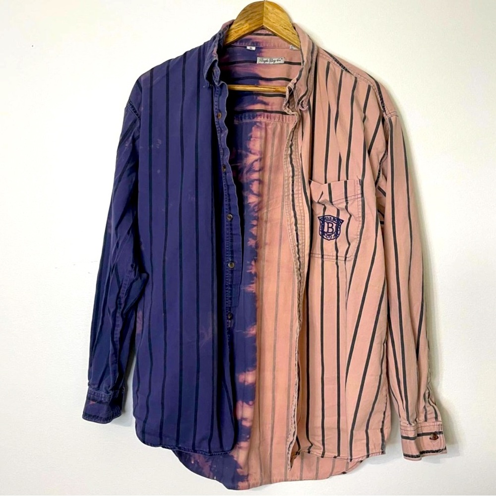 Vintage Bugle Boy Half Bleach Dye Button up shirt Extra large
